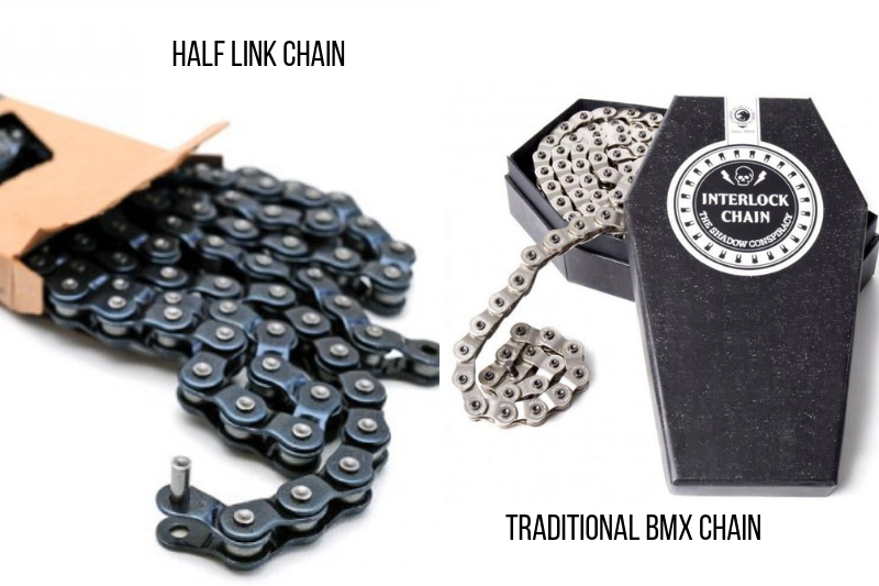 traditional bike chain and half link chain