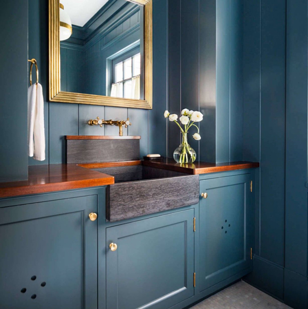 bathroom vanity cabinet blue color