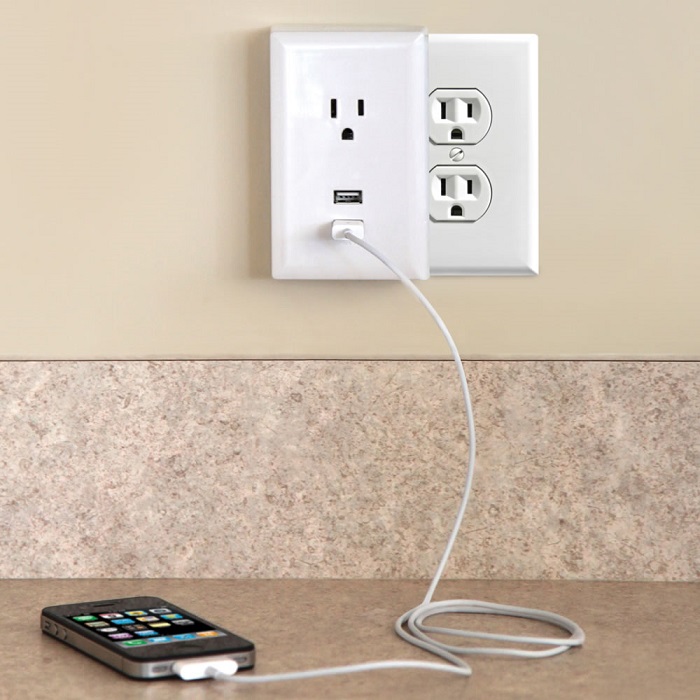 power point outlet with a usb charging port