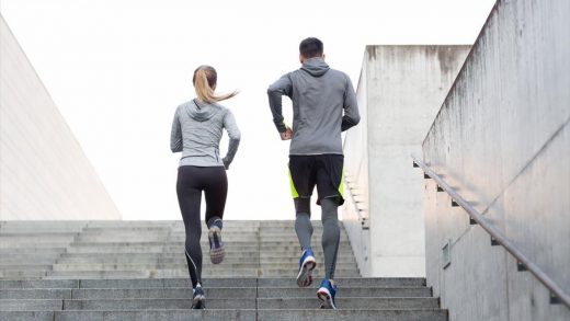 man and woman running