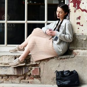 girl wearing european style footwear