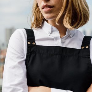 black apron and white shirt for work