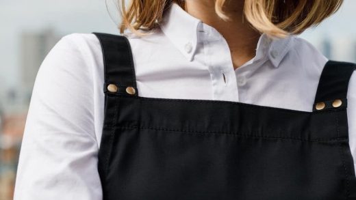 black apron and white shirt for work