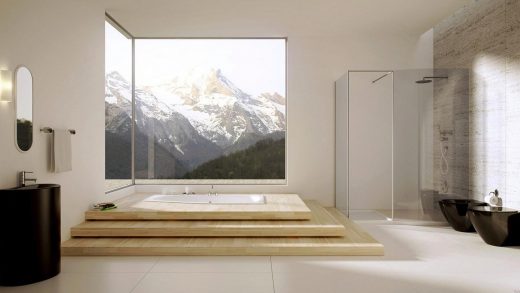 picture of a lux bathroom supplies with a view in the mountains