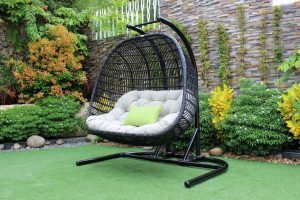 double swing chair with stand
