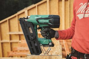 close-up of battery powered nailer