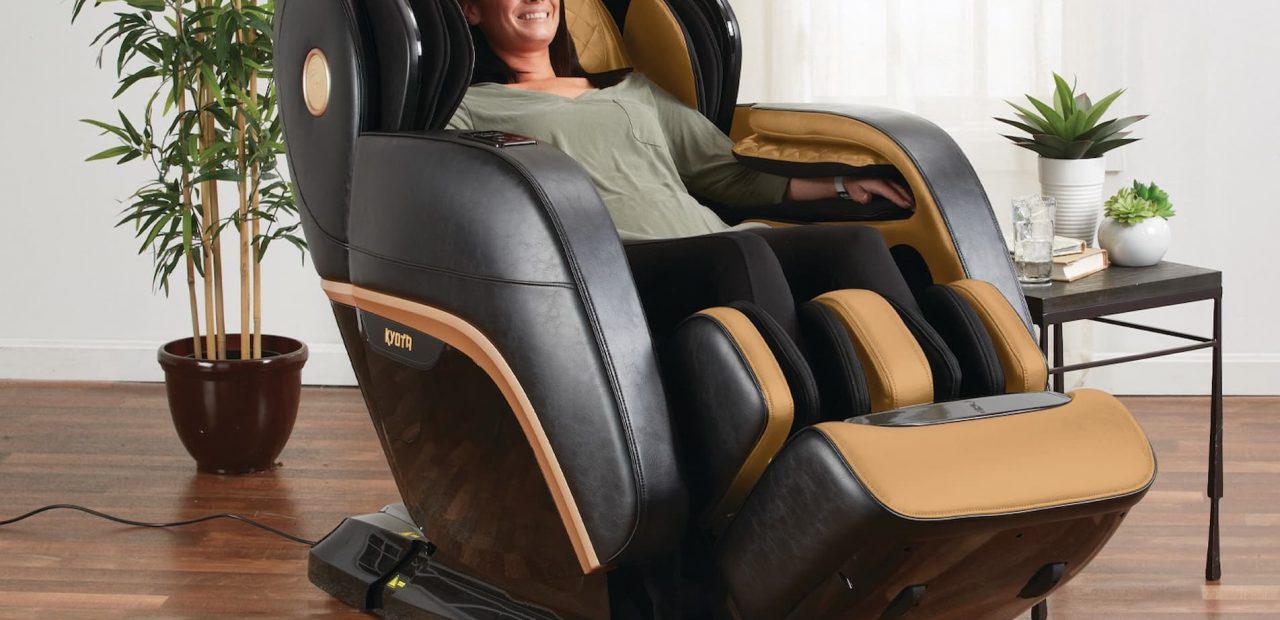 woman relaxing on a massage chair