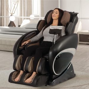 woman relaxing on a massage chair