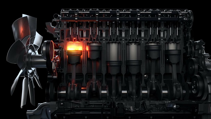 close-up of working car engine