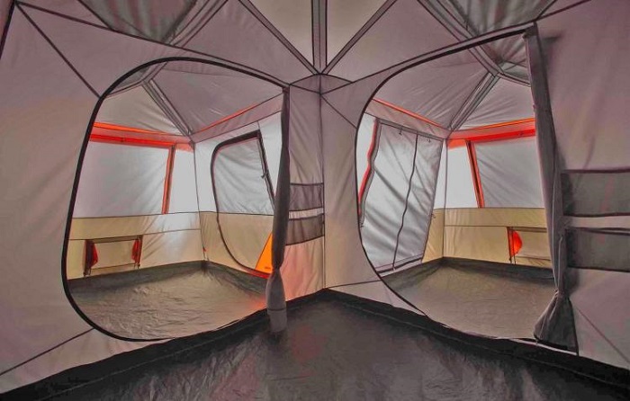 inside of a multi-room tent