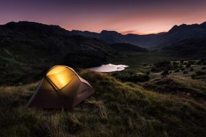 tent with beautiful view on a mountain