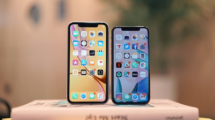 Close-up of 2 iphones