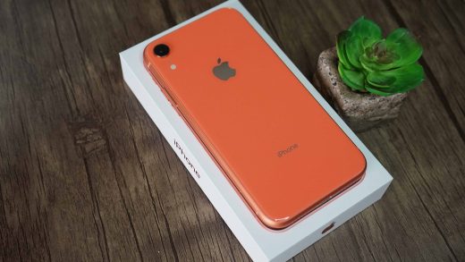 close-up of orange iphone XR
