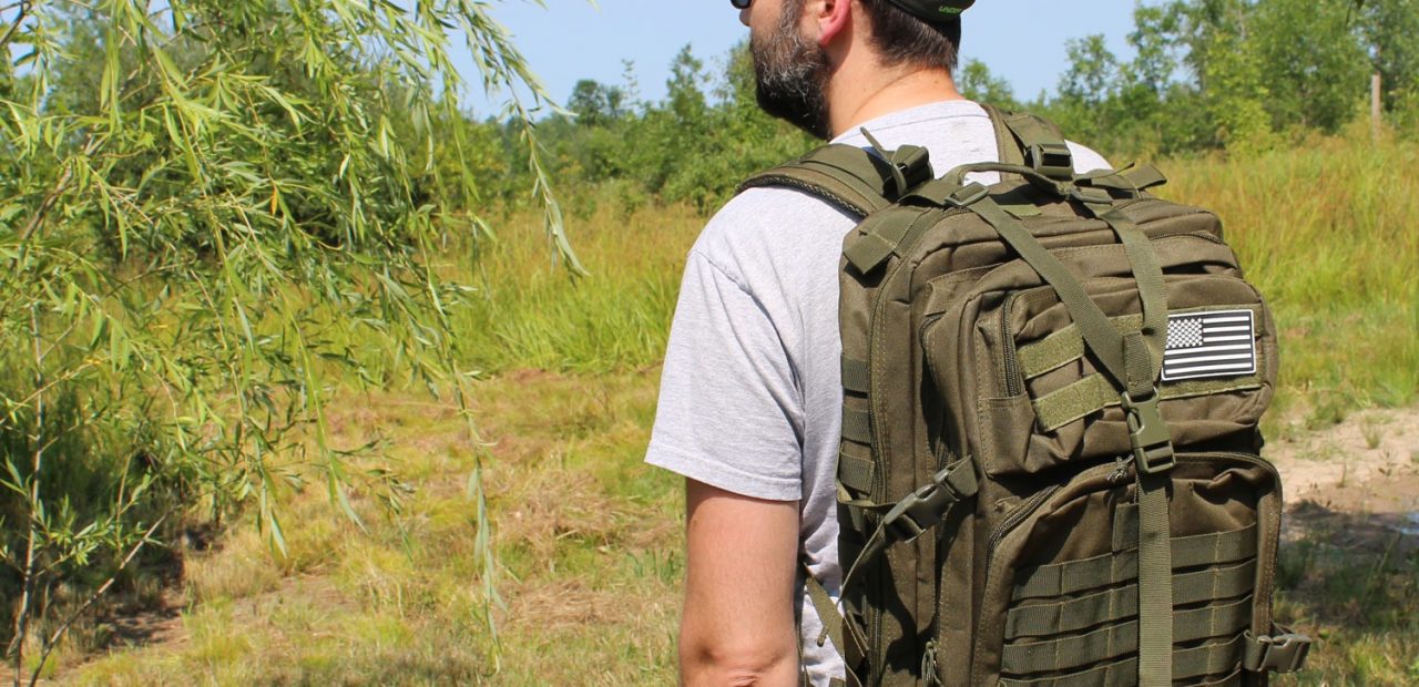 Man wearing Tactical backpack