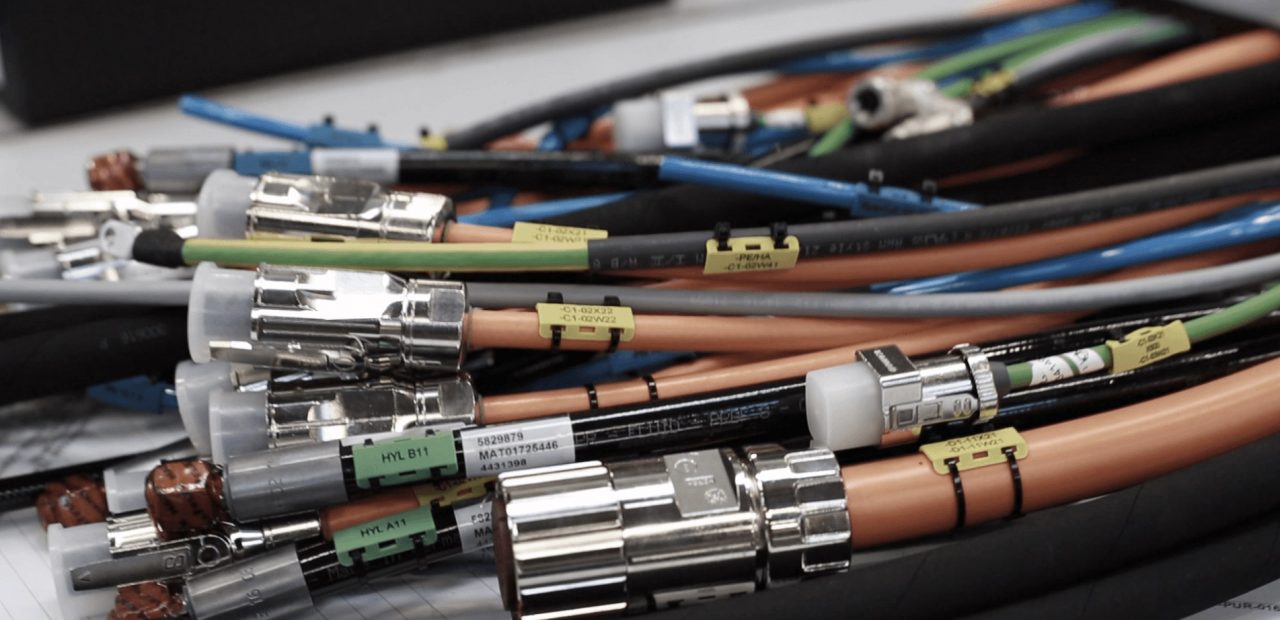 Close-up of igus cables