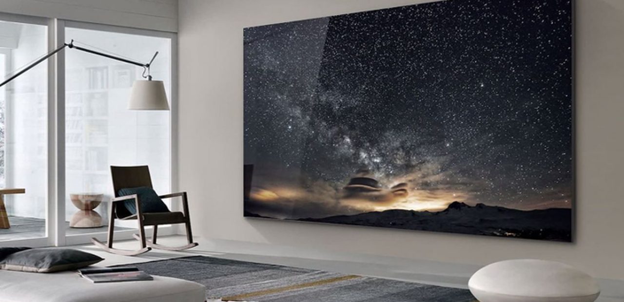 picture of a large smart tv screen in a livingroom