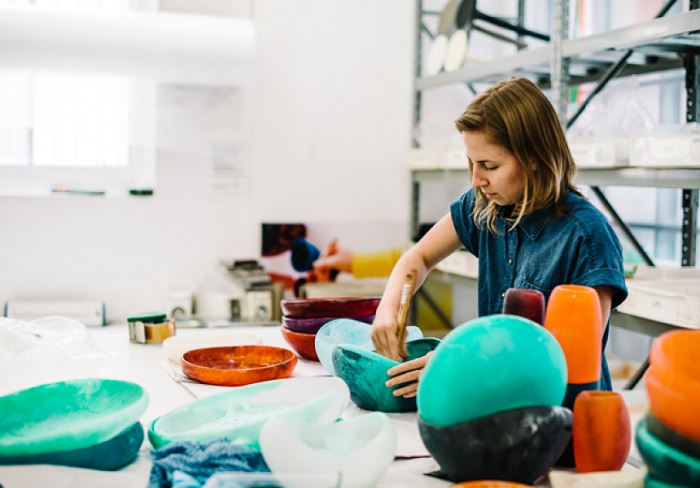 picture of person making resin homeware designs 