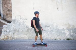 right electric longboard or skateboard