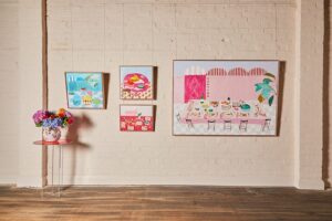 wall decorated with different art prints online