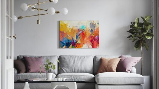 art print above the bed in the living room