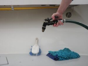 close up of a deck wash pump