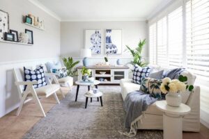 living room decorated in Hamptons style