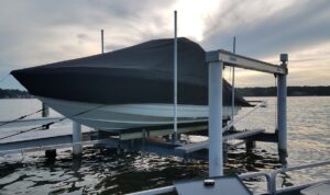 boat with cover in the water