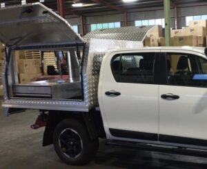 ute with an open canopy